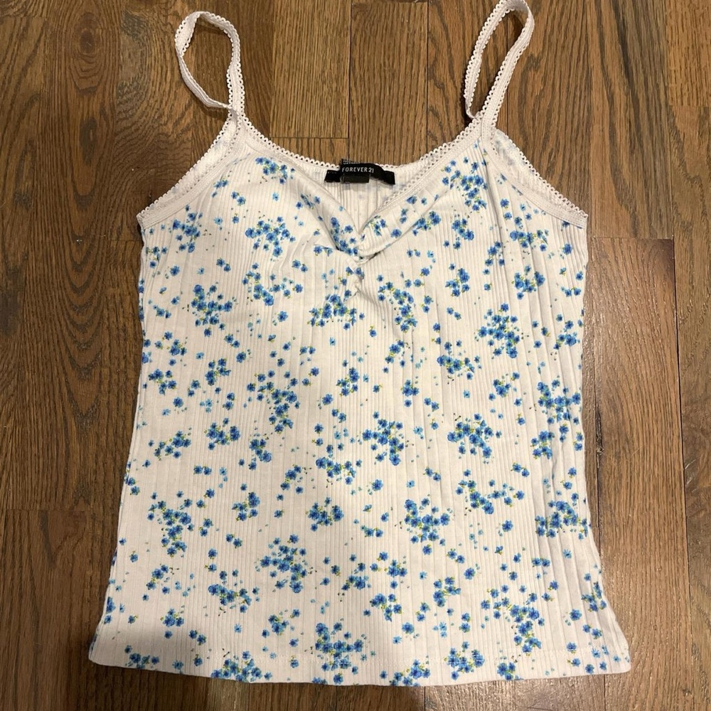 Forever 21 Blue Floral Camisole Top